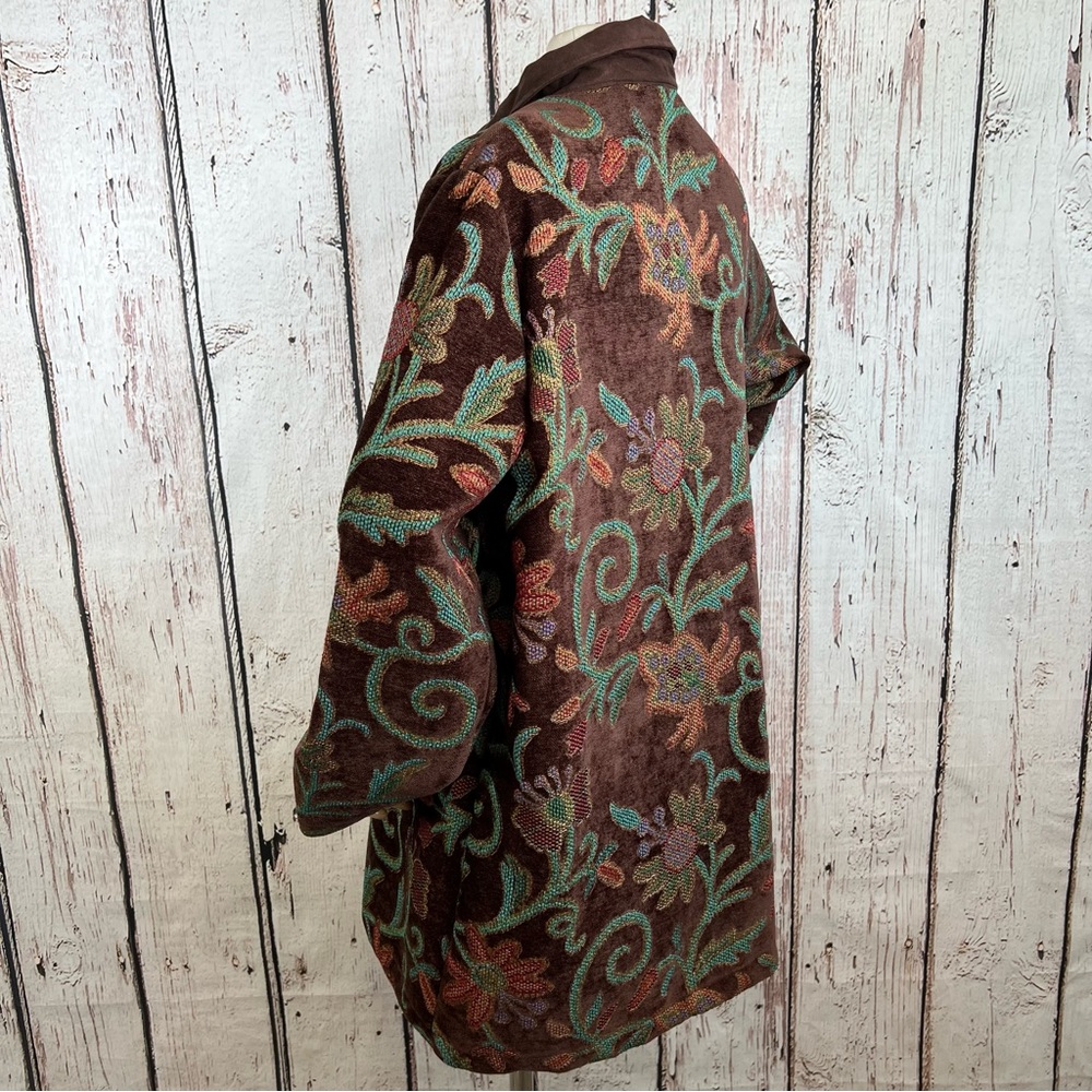 Vintage Maggie Sweet Floral Tapestry Rug Chenille Blazer Coat Jacket Size Medium - Picture 8 of 16